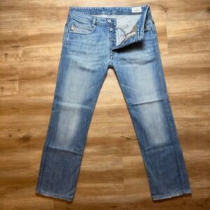 Diesel Paddom Jeans Mens 31x30 Blue Light Wash Straight Leg Button Fly 008BK Y2K